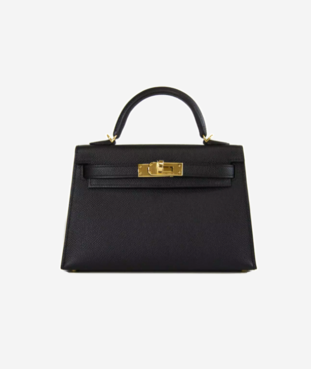 Mini Kelly II Black Epsom Gold Hardware
