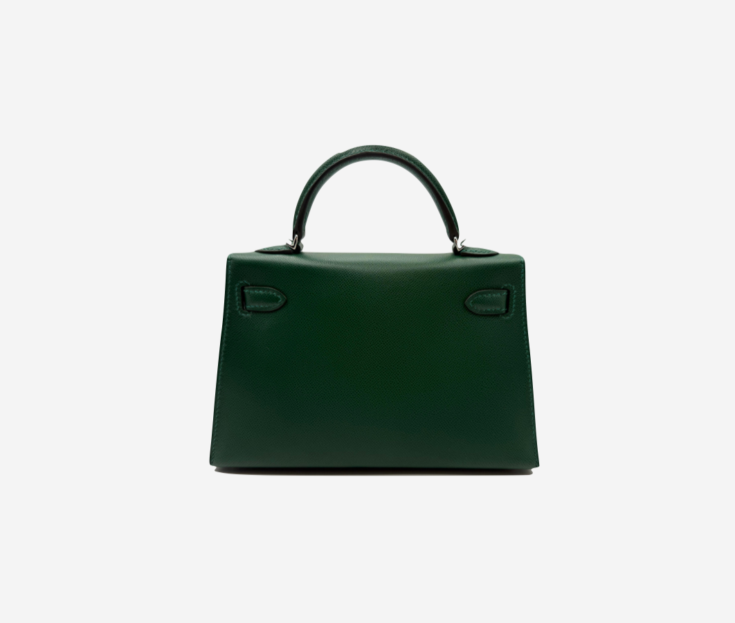 Mini Kelly II Vert Moyen Veau Madame Palladium Hardware