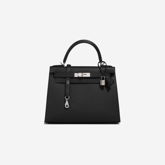 Kelly 28 Black Epsom Sellier Palladium Hardware