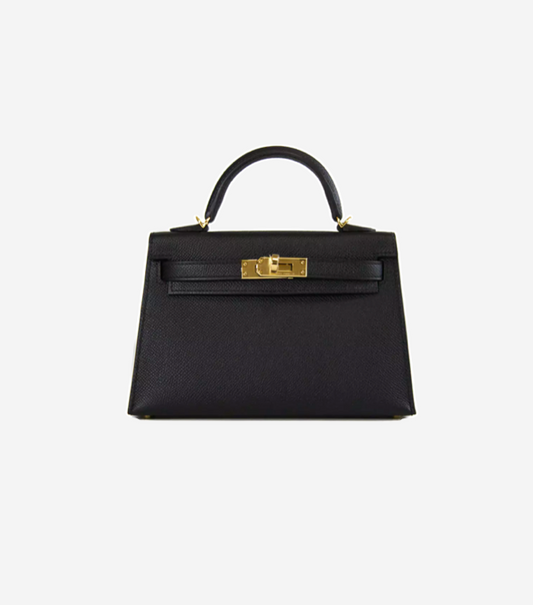 Mini Kelly II Black Epsom Gold Hardware