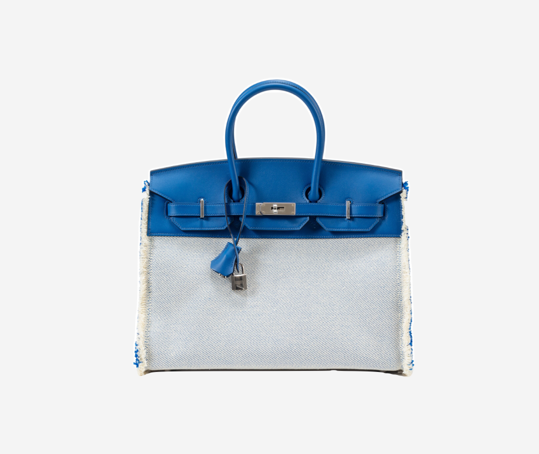 Birkin 35 Bleu De France Toile/Swift Palladium Hardware