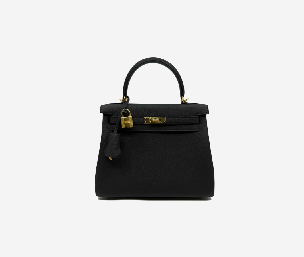 Kelly 25 Black Togo Gold Hardware